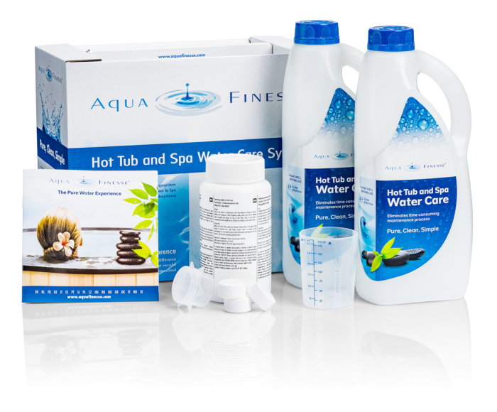 AquaFinesse-Hot-tub-water-care-box-Granular-vedenhoitosarja-kloorirae-ulkoporeallas