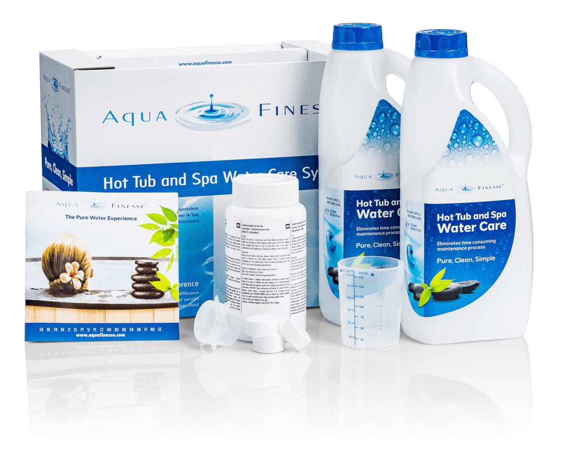 AquaFinesse-Hot-tub-water-care-box-Granular-vedenhoitosarja-kloorirae-ulkoporeallas