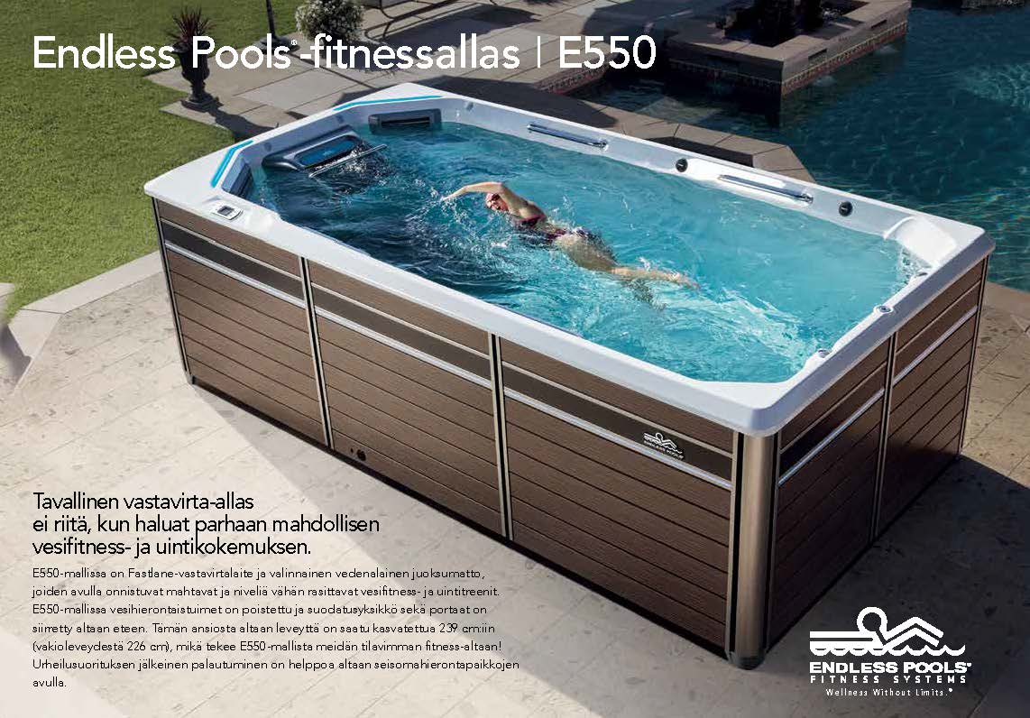 Endless Pools fitnessaltaan e550 esitteen kansikuva