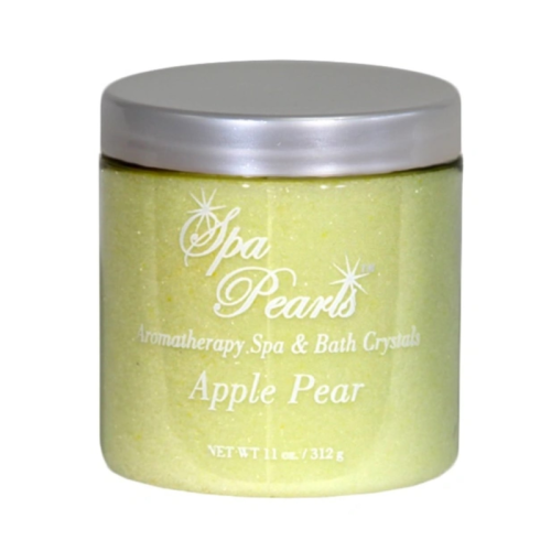 Spa Pearls Apple Pear kylpysuola. Tuoksu omena & päärynä. Kylpysuola väriltään keltaista.