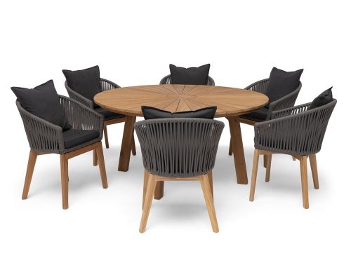 hillerstorp-ringsjö-ruokapöytä-180-cm-pyöreä-puinen-ja-harmaat-tuolit