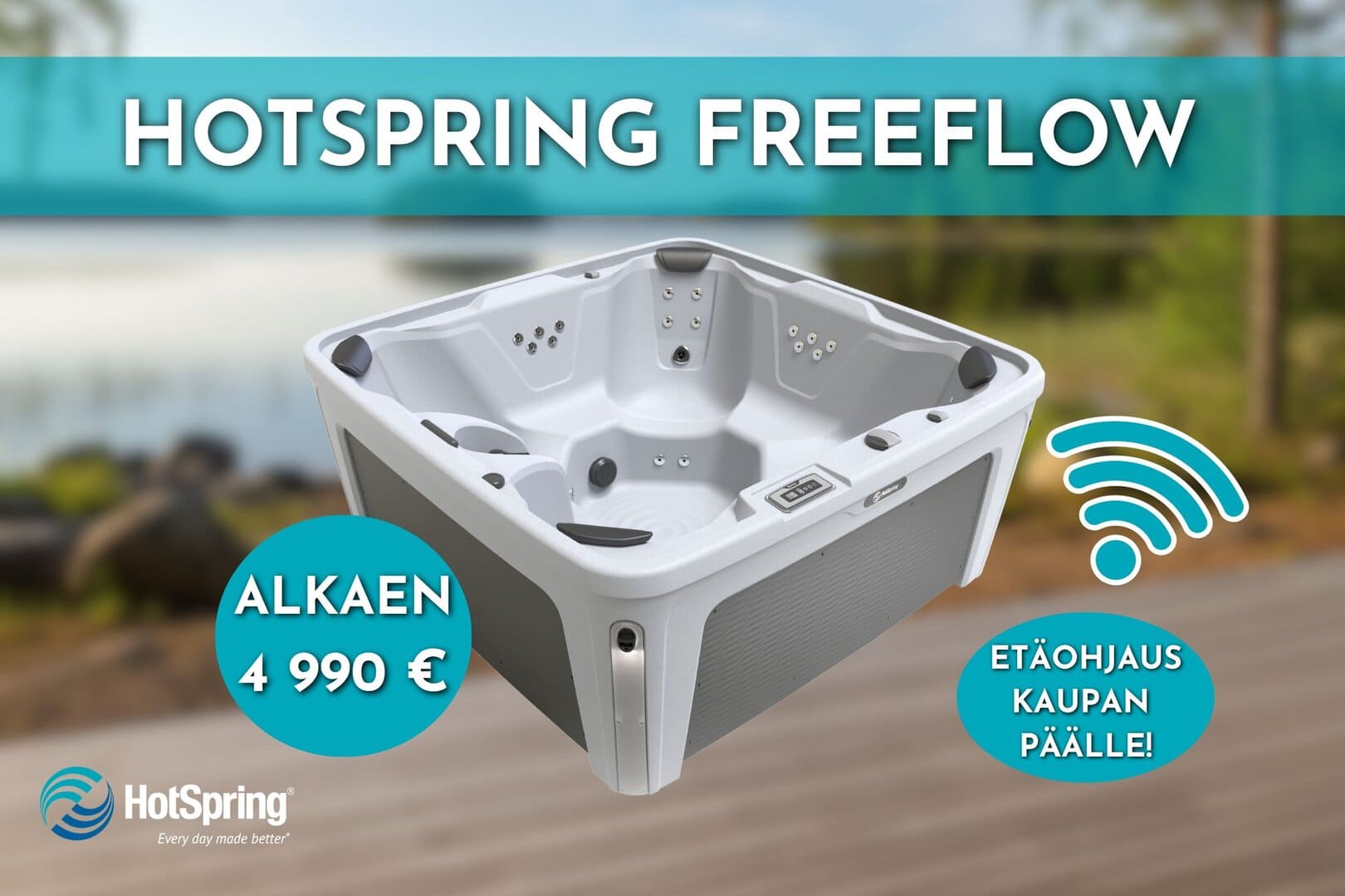 HotSpring Freeflow + etäohjaus näyteikkuna uudistunut-freeflow-mallisto